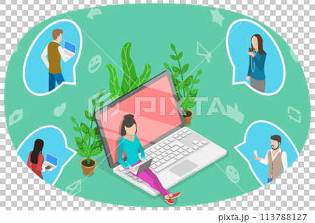 3D Isometric Flat  Conceptual Illustration of Brand Advocate. 113788127