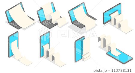 3D Isometric Flat Conceptual Illustration of Bill Payment. 3D Isometric Flat Conceptual Illustration of Bill Payment. 113788131