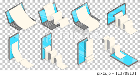 3D Isometric Flat  Conceptual Illustration of Bill Payment. 113788131