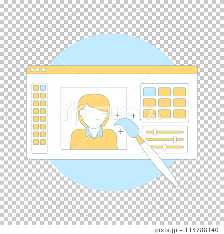 Icon of Photo Editor App on White Background. 113788140