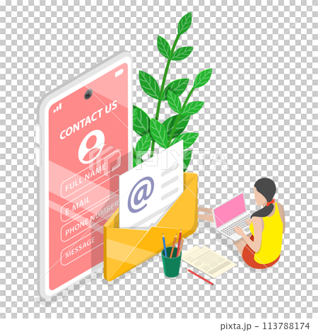 3D Isometric Flat Conceptual Illustration of Contact Us. 3D Isometric Flat Conceptual Illustration of Contact Us. 113788174