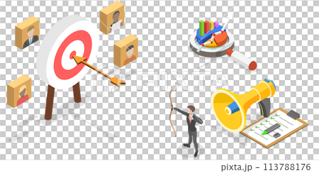 3D Isometric Flat  Conceptual Illustration of Target Audience. 113788176