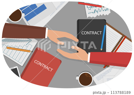 3D Isometric Flat Conceptual Illustration of Contract Signing. 3D Isometric Flat Conceptual Illustration of Contract Signing. 113788189
