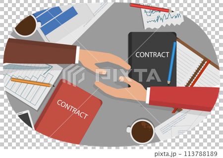 3D Isometric Flat Conceptual Illustration of Contract Signing. 3D Isometric Flat Conceptual Illustration of Contract Signing. 113788189