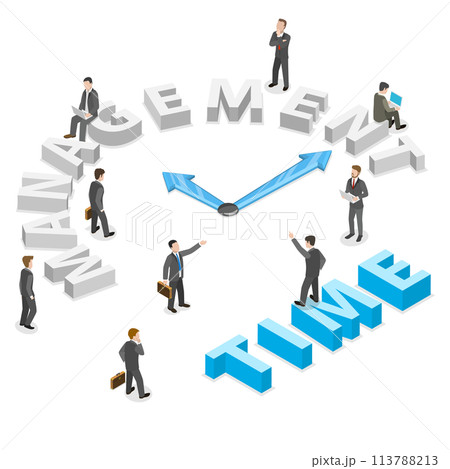 Time management flat isometric  concept. 113788213