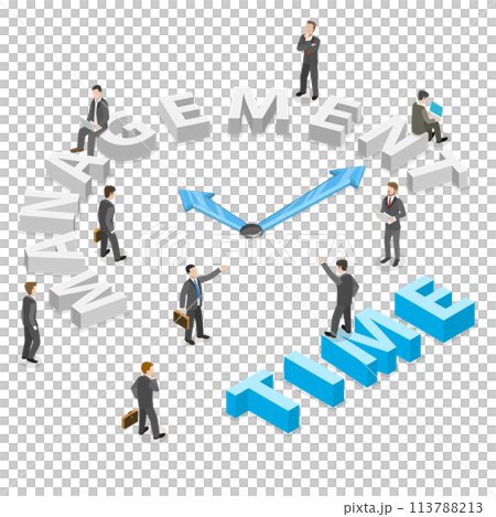 Time management flat isometric  concept. 113788213