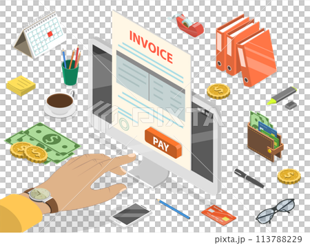 Invoice flat isometric  concept. 113788229