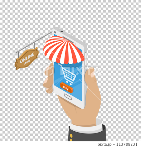 Mobile store flat isometric  concept. 113788231