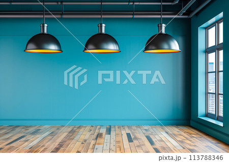 Modern Loft Space with Pendant Lights 113788346