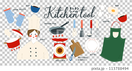 廚房用具、家電、新生活、手繪插畫 113788494
