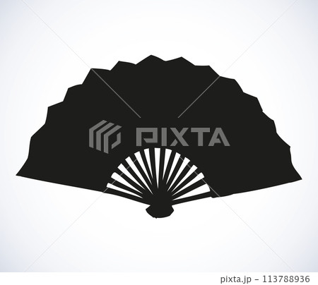 Folding fan. Vector sketch 113788936