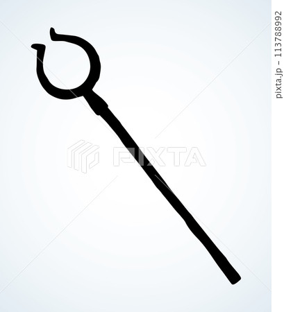 Old fire iron poker. Vector drawing 113788992