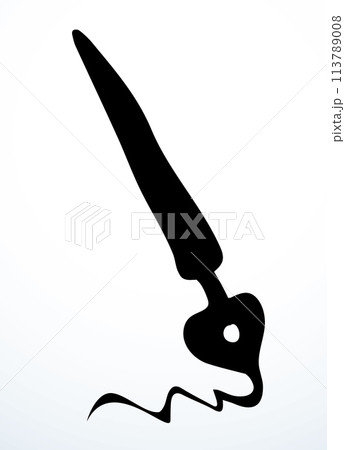 The pen writes on paper. Vector drawing 113789008