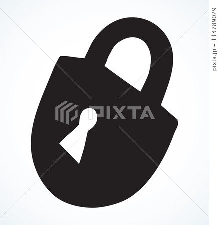 Old iron lock. Vector drawing Old iron lock. Vector drawing 113789029