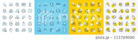 Vector icons set of Electric app, International recruitment and Group people line icons pack for web with Equity, Touchscreen gesture, Elevator outline icon. Search app, Chemistry lab. Vector 113789080