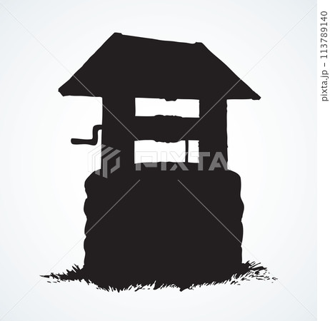 Ancient well. Vector drawing 113789140