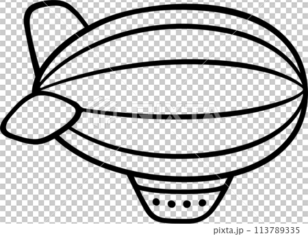 Simple black and white airship drawing 113789335