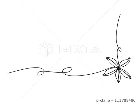 Flower corner frame, one line drawing vector illustration. 113789480