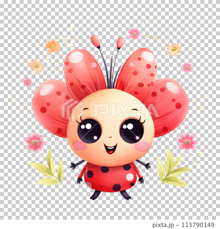 Cheerful Cartoon Ladybug With Big Eyes 113790149