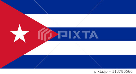 Flag of Republic of Cuba. Cuba flag on fabric surface. 3d illustration 113790566
