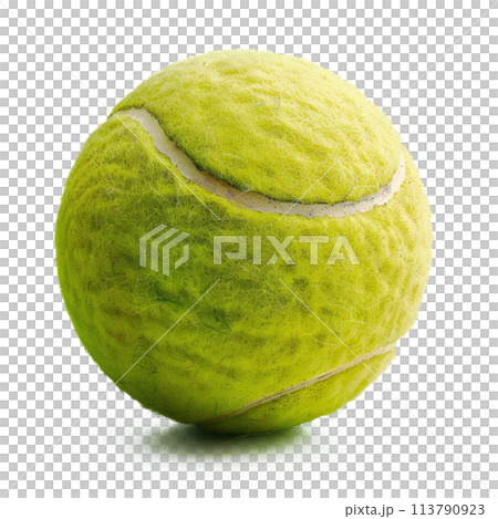 Close Up of Tennis Ball on White Background 113790923