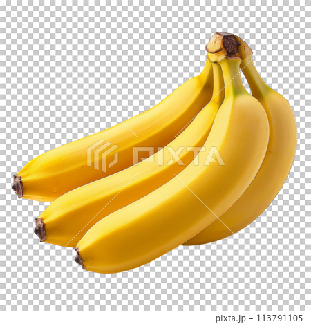 Bunch of Ripe Bananas on White Background 113791105
