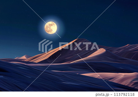 Scenic view of a moon over sand dunes 113792118