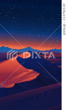 Scenic view of a moon over sand dunes Scenic view of a moon over sand dunes 113792119