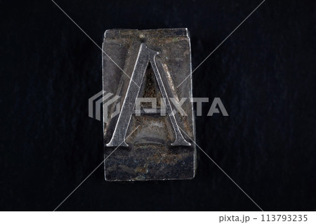 Antique vintage movable type alphabet letter A. 113793235