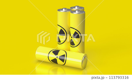 The nuclear battery text on Chinese flag for technology concept 3d rendering. 113793316