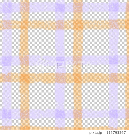 Orange Purple Plaid Gingham Check Hand Drawn Background Overlay 113793367