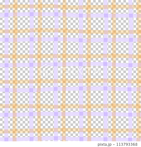 Orange Purple Plaid Gingham Check Hand Drawn Background Overlay 113793368
