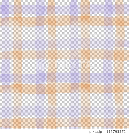 Orange Purple Plaid Gingham Check Hand Drawn Background Overlay 113793372