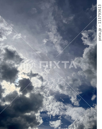 Magnificent beautiful form of cumulonimbus clouds blue sky cloud gradient light white background. Beauty clear cloudy in sunshine calm bright air background Magnificent beautiful form of cumulonimbus clouds blue sky cloud gradient light white background. Beauty clear cloudy in sunshine calm bright air background 113793613