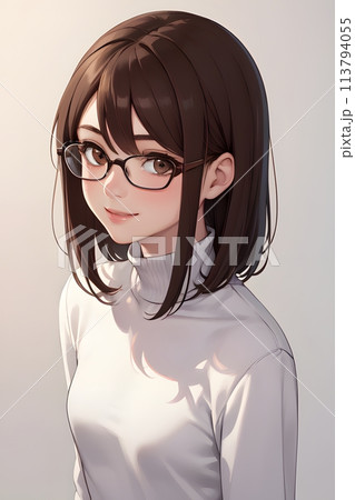 メガネをかけた女性のイラスト 113794055