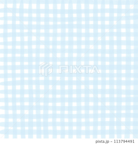 Light Blue Plaid Gingham Check Hand Drawn Background Overlay 113794491
