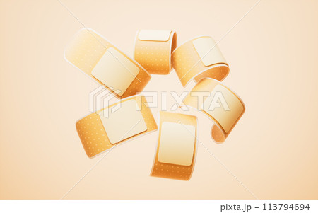 Adhesive bandage with medical concept, 3d rendering. Adhesive bandage with medical concept, 3d rendering. 113794694