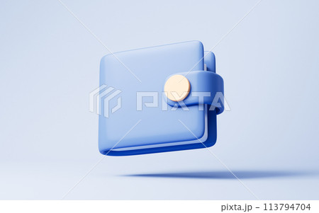 Blue cartoon leather wallet, 3d rendering. Blue cartoon leather wallet, 3d rendering. 113794704