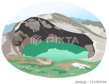 蔵王のお釜 観光地イラストアイコン 蔵王のお釜 観光地イラストアイコン 113794716