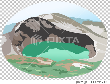 Zao no Okama tourist spot illustration icon 113794716