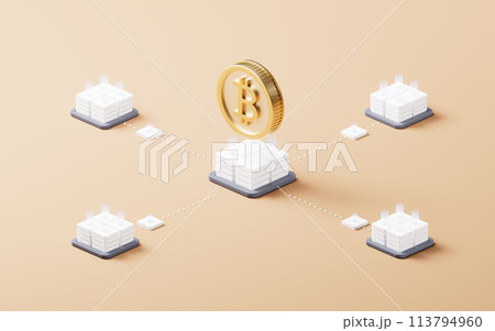 Bitcoin gold coin with cryptocurrency concept, 3d rendering. 113794960
