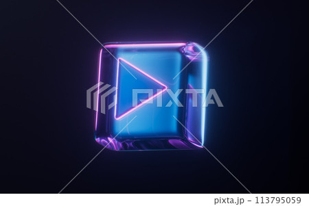 Player icon with dark neon light effect, 3d rendering. Player icon with dark neon light effect, 3d rendering. 113795059