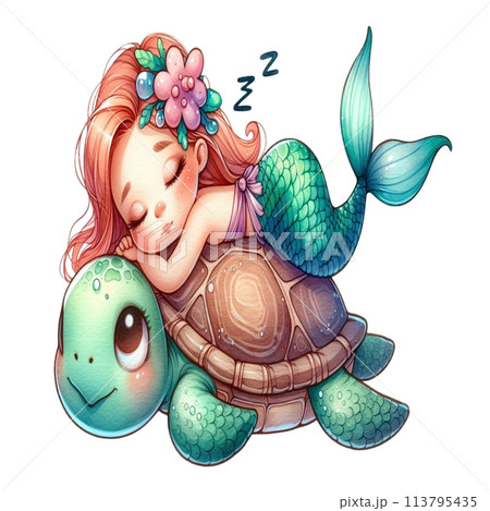 Mermaid sleeping turtle Mermaid sleeping turtle 113795435