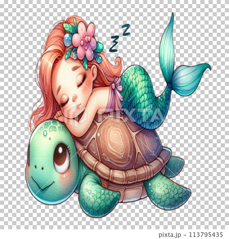 Mermaid sleeping turtle Mermaid sleeping turtle 113795435