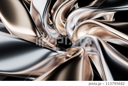 Metallic golden curve geometry background, 3d rendering. 113795682