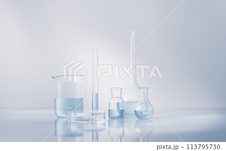 Chemical instruments with biotechnology concept, 3d rendering. 113795730