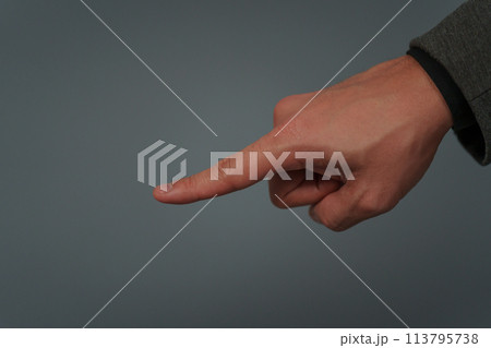 businessman in suit pointing or fingerprint scan touching 113795738