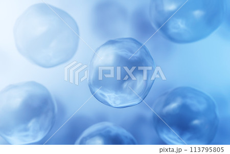Blue soft liquid bubble background, 3d rendering. 113795805