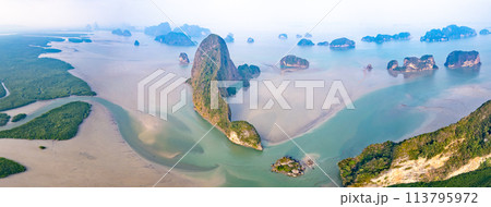Samet Nangshe viewpoint, view of Koh Phra Wat Noi, in Phang Nga bay, Thailand Samet Nangshe viewpoint, view of Koh Phra Wat Noi, in Phang Nga bay, Thailand 113795972