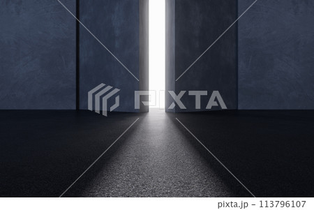 Open the door of the dark room, 3d rendering. Open the door of the dark room, 3d rendering. 113796107